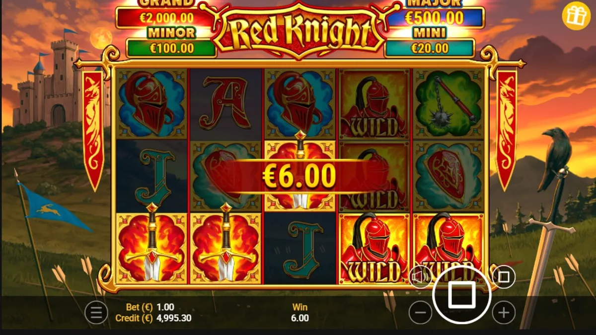 O slot Red Knight com tema medieval e chamas intensas