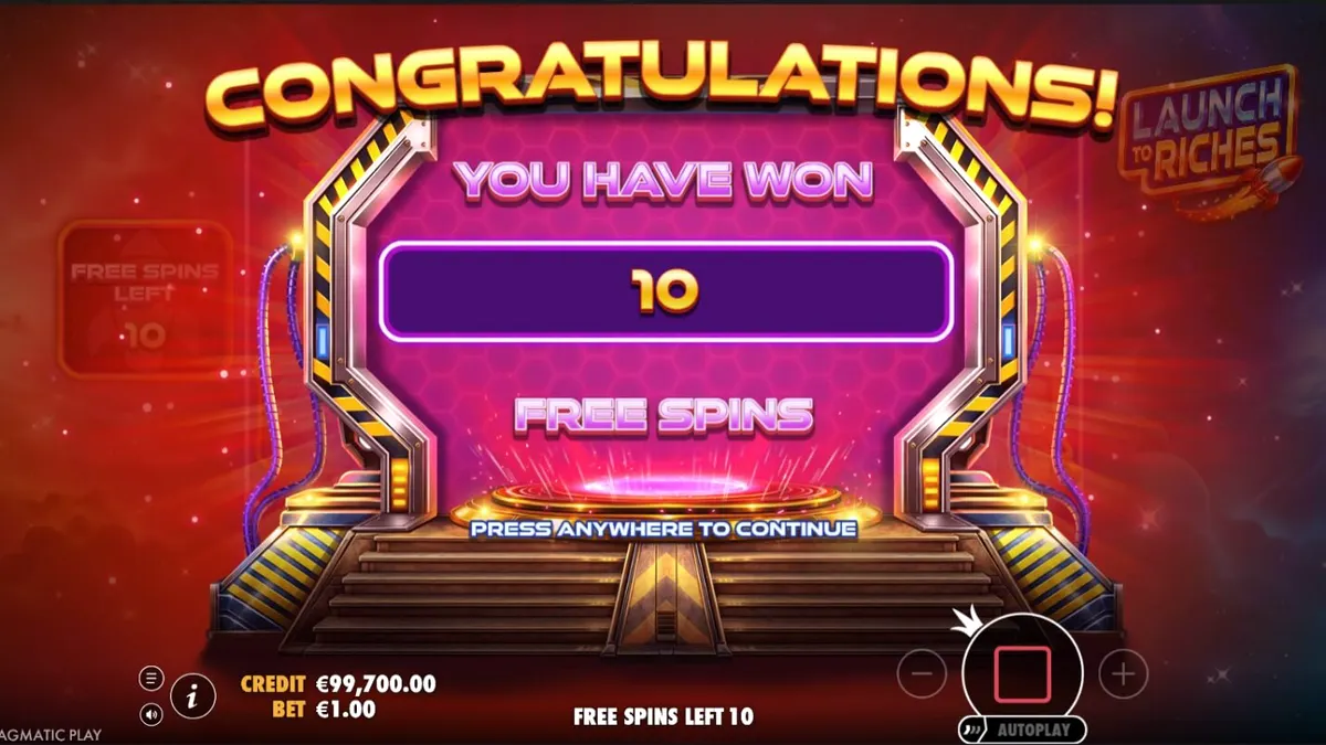 Interface futurista do jogo de slot Launch to Riches com tema espacial
