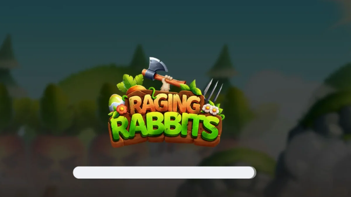 Interface do jogo de slot Raging Rabbits com coelhos militares e explosivos